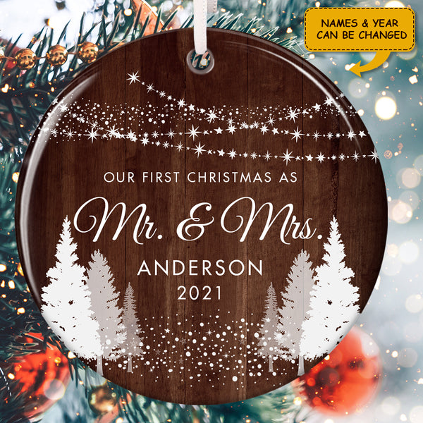 Our First Christmas As Mr & Mrs - Personalized Custom Name Married Couple Xmas Ornament Gift