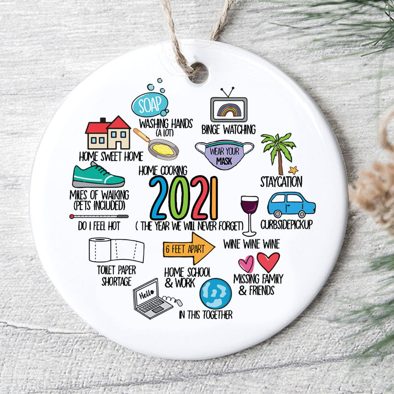 2021 Quarantine - Pandemic Ceramic Christmas Ornament Gift - Xmas Tree Lockdown Decoration