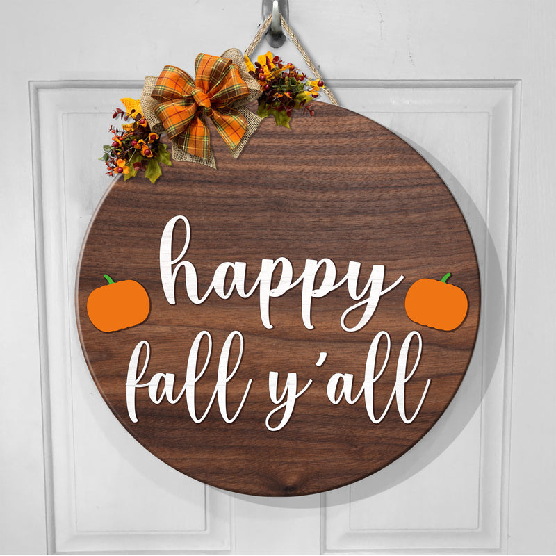 Happy Fall Y'all - Little pumpkins - Autumn Rustic Wooden Door Sign - Fall Door Decor