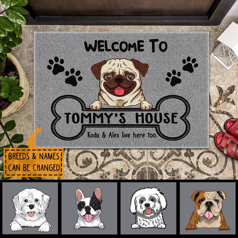 Welcome To Dog's House - Personalized Custom Dog Breed & Name Rug Doormat - New Home Gift