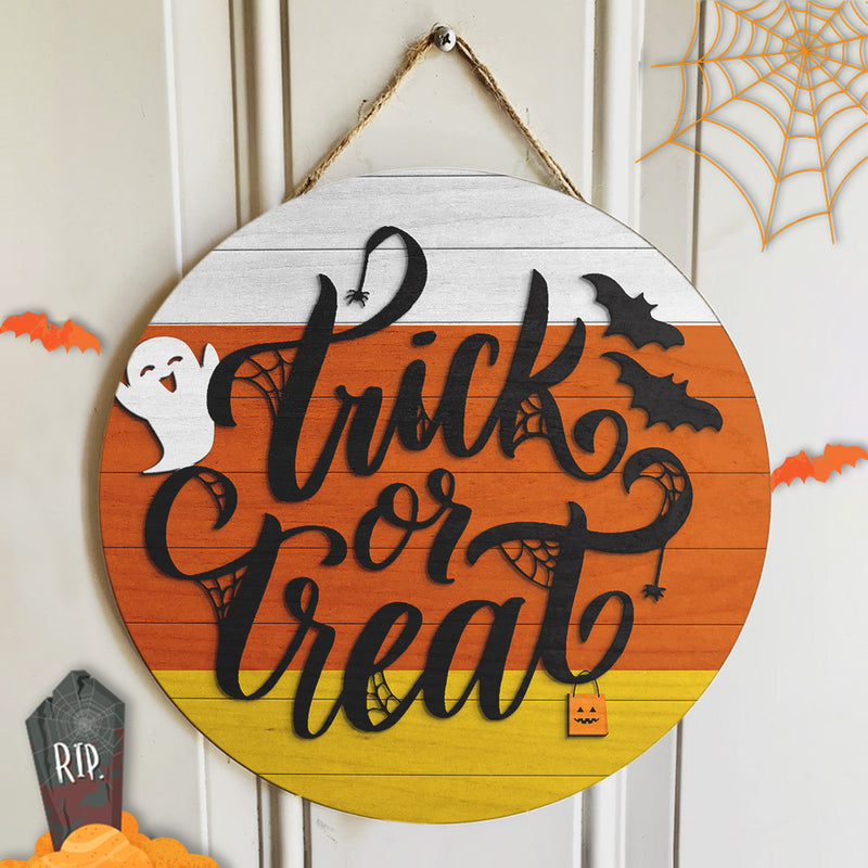 Trick Or Treat - Boo Door Sign - Funny Halloween Door Wreath Decor - Halloween Gift