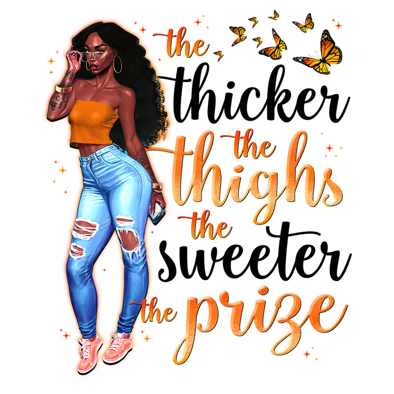 Thicker Thighs Sweeter Prize - Beautiful Nubian Queen Png - Black Afro Digital File PNG Printable Instant Download