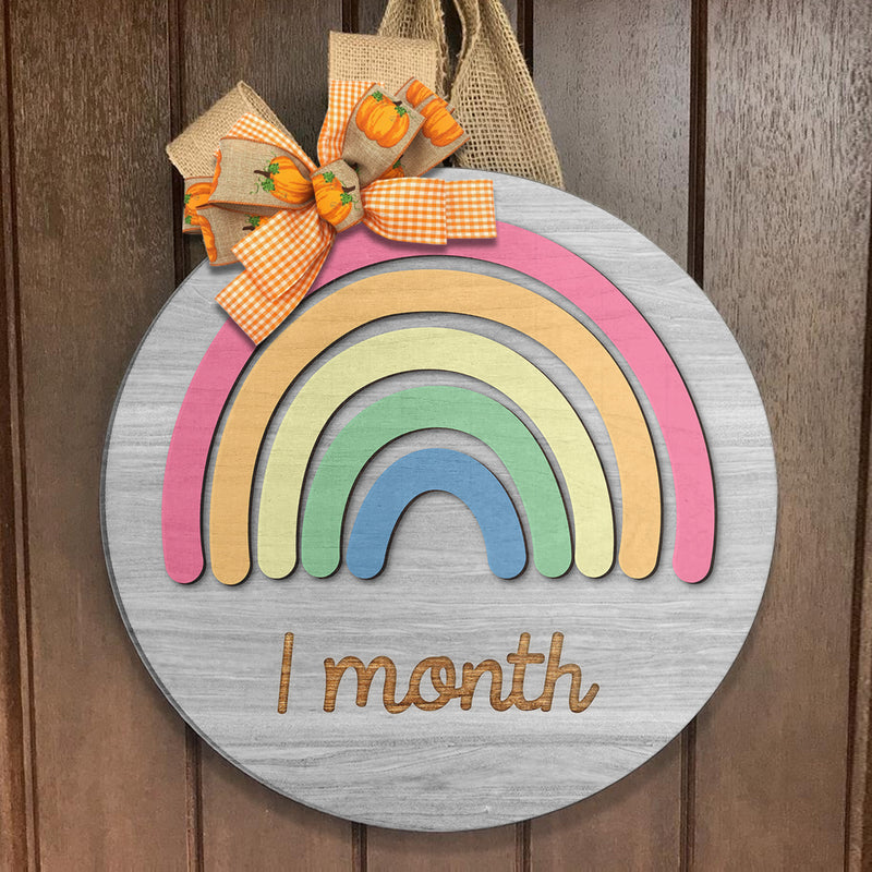 Rainbow - Baby Full Month Door Sign Decor - Baby Shower Door Hanger Decor - Baby Gift