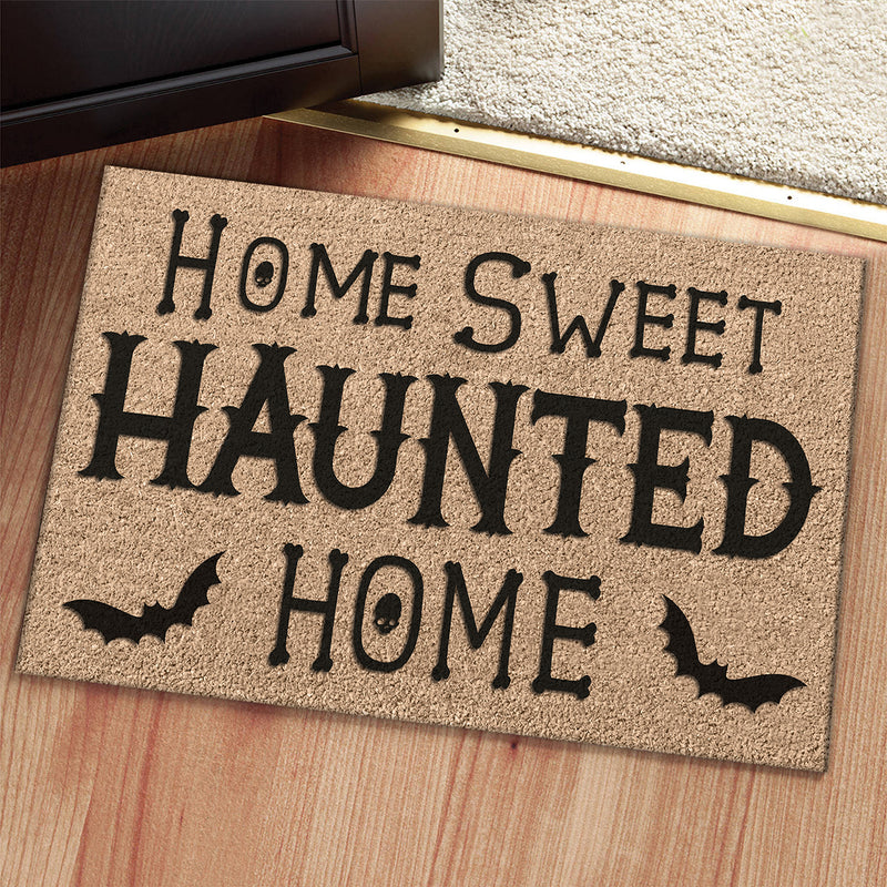 Home Sweet Haunted Home - Spooky Happy Halloween Decor - Rustic New Home Gift Rug Doormat