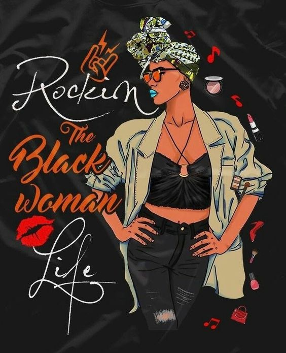 Rockin The Black Woman Life - Black Girl Magic - Proud Women Queen - Digital File PNG Printable Instant Download