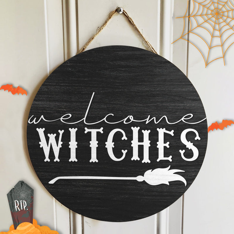 Welcome Witches - Witch's Broom - Halloween Gift - Autumn Door Hanger - Fall House Decor