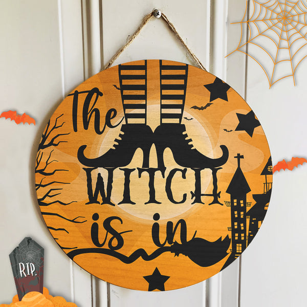 The Witch Is In - High Heels - Horrible Halloween - Fall Door Hanger Decor - Halloween Gift