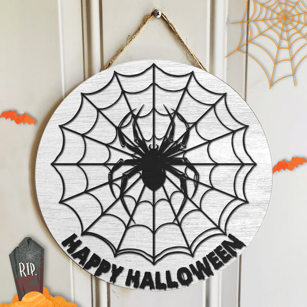 Happy Halloween - Spiderweb - Horrible Halloween Door Hanger - Autumn House Decor - Fall Gift