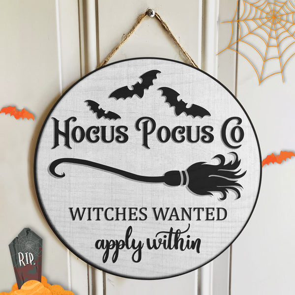 Hocus Pocus -  Witches Wanted - The Witch's Broom Decoration - Halloween Door Hanger Sign