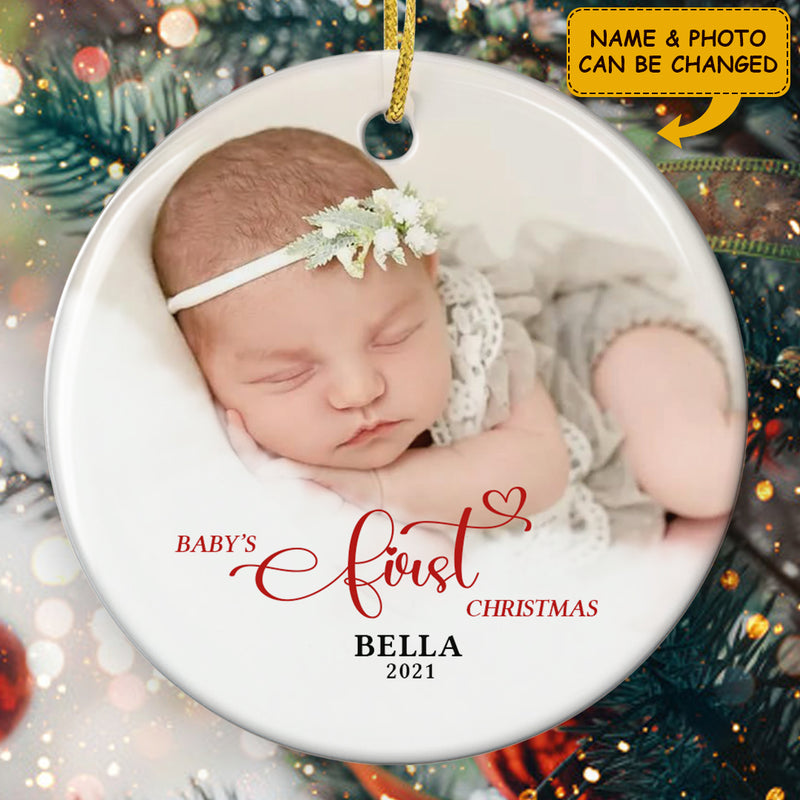 Baby's 1st Christmas Ornament - Personalized Photo Ornament - Baby Shower Gift - Xmas Gift For Baby