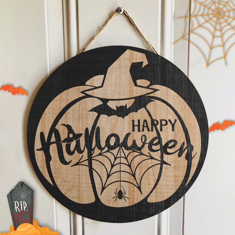 Happy Halloween - Pumpkins Patch Sign - Spiderweb Door Hanger - Autumn House Decoration