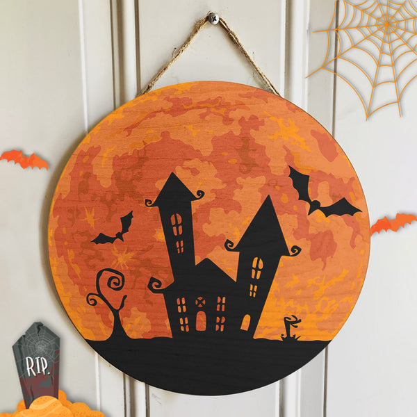 Haunted House - Halloween Night - Spooky Halloween Door Sign - Halloween House Decor