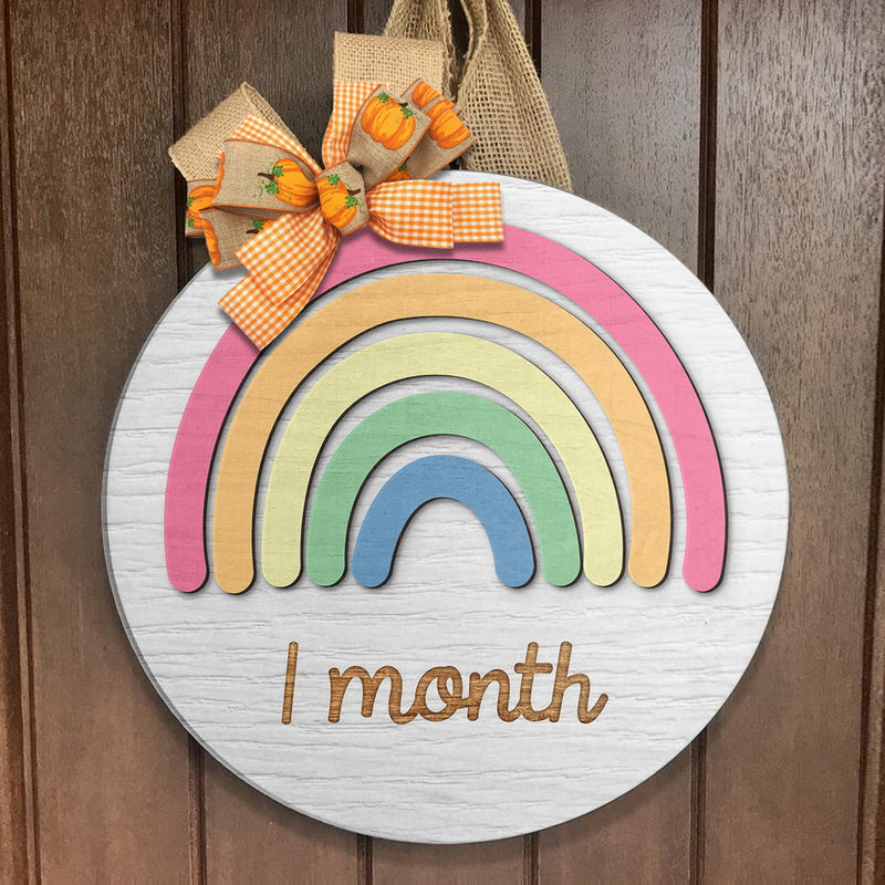Rainbow - Baby Full Month Door Sign Decor - Baby Shower Door Hanger Decor - Baby Gift