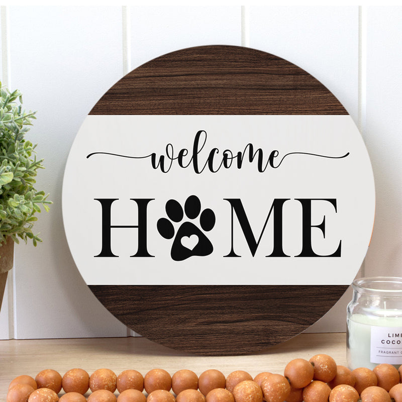 Welcome Home - Porch Sign - Pet Wooden Door Wreath Hanger Decoration - Dog Lover Gift