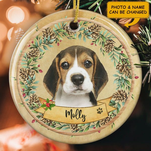 Personalized Pet Photo Ornament - Custom Dog Name - Xmas Gift For Pet Lovers - Christmas Ornaments