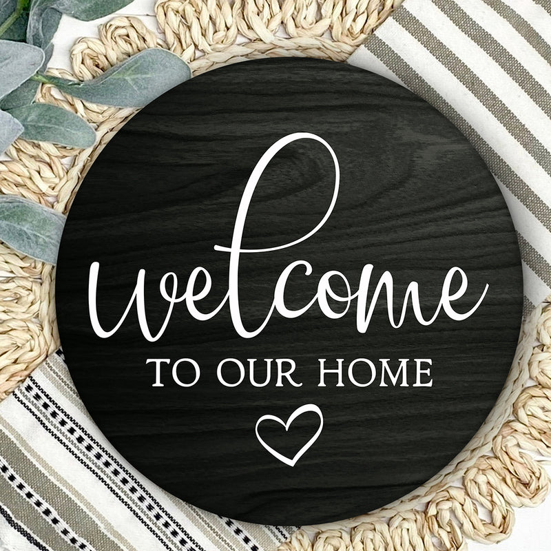 Welcome To Our Home - Autumn Door Wreath Hanger Sign Decor - Fall Housewarming Gift