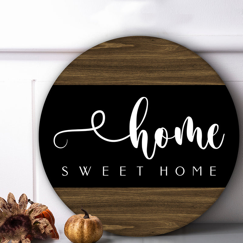 Home Sweet Home - Rustic Wooden Door Wreath Hanger Sign - Housewarming Gift Home Decor